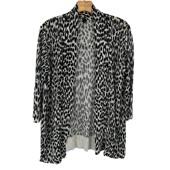 Etoile Leopard Print Open Front Cardigan Sweater black linen blend size medium - Picture 1 of 10